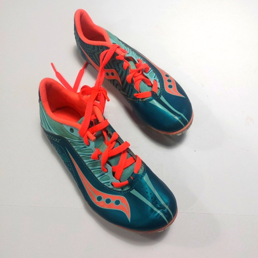 Saucony Women Teal and Coral Spitfire Running Shoes